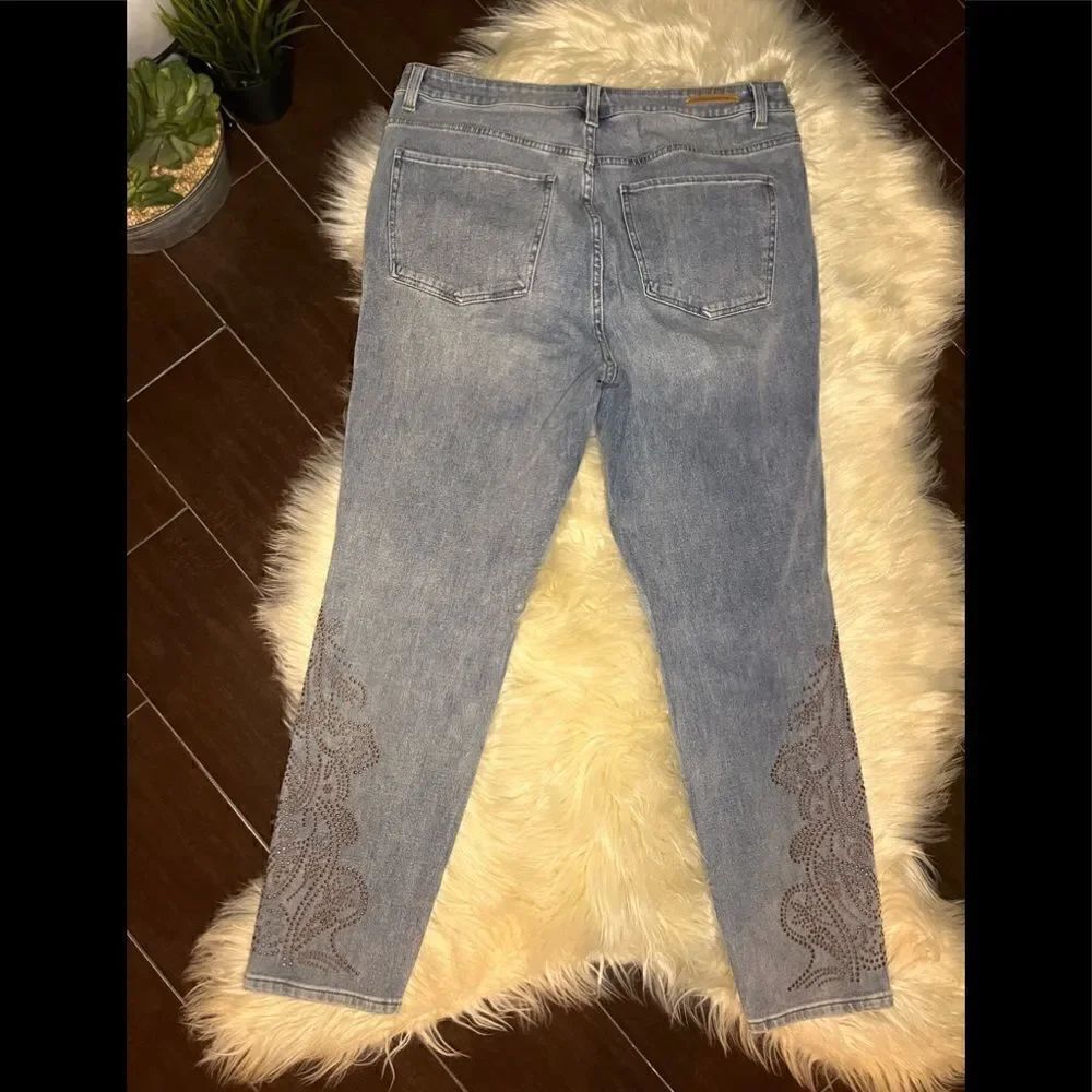 Soft surroundings stone washed bronze studded cropped denim sz 14 - Picture 5 of 8